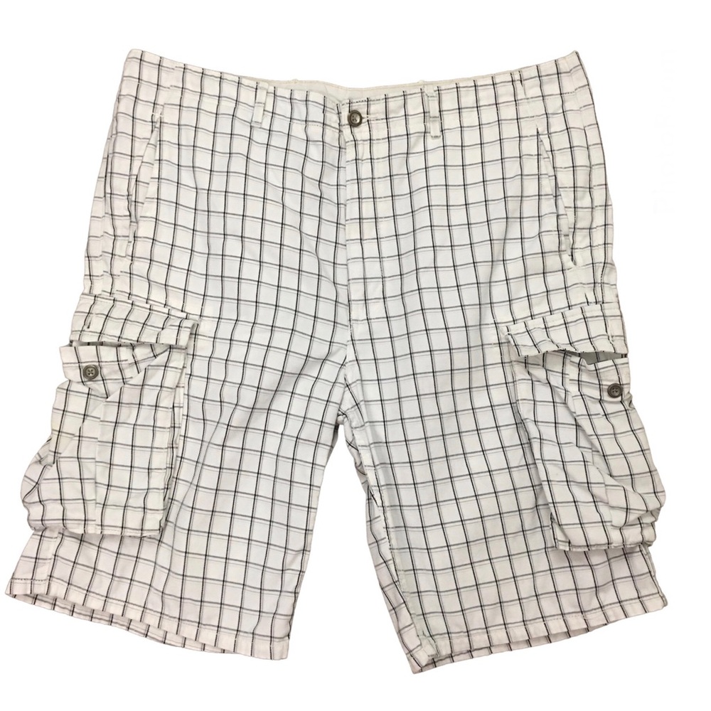 Levi’s White Tab Cargo Shorts Plaid Black Gray Size 38